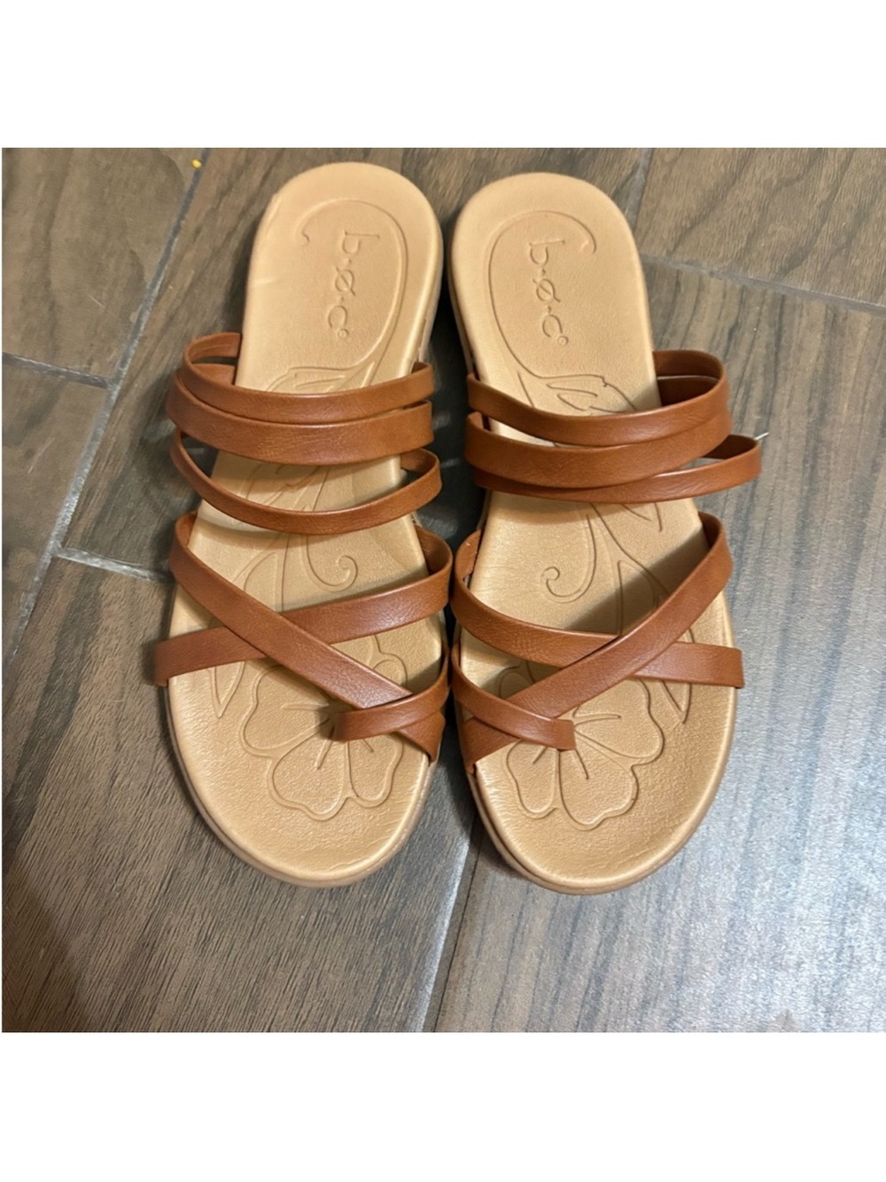 🔥 b.o.c. Women's Cognac Multi-Strap Slide Sandals